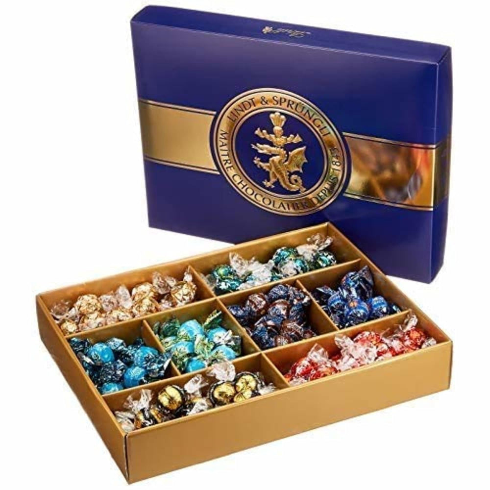 Lindt Schokolade LINDOR Und ROULETTE Mischung | 1473 G| Kugeln Mit Zartschmelzender Füllung Sowie Köstliche | 8 Sortuj | Pralinengeschenk | Schokoladengeschenk | Großpackung Naty Shop Lindor Chocolates + Roulette Box Single
