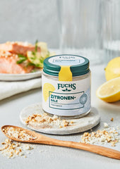 Fuchs Gewürze - Citronensalz | Toppingsalz z Pyramidenflocken i Zitrone | Chrupiące Verfeinerung für Fisch und Gemüse | Sól cytrynowa w jakości Premium | 60 g im wiederverschließbaren Gewürzglas