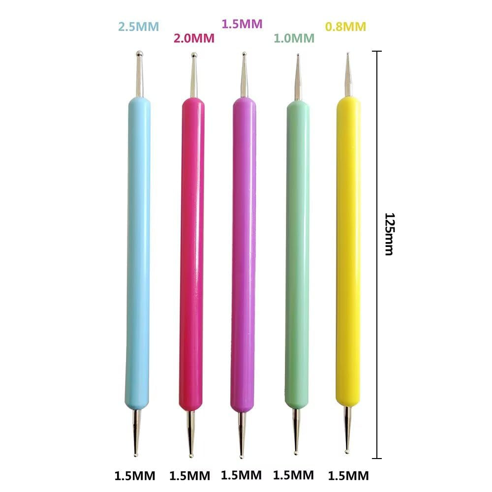 5 Stück Dotting Pen Set, Nagelpunkt-Stift, Dotting Pen Punktierung Stift Marbleizing Werkzeug Nagellack Maniküre Dot Nail Art Set, Marmorier-Werkzeug-Set, Punkte, Nagelkunst, Nagel Nail Werkzeug Set