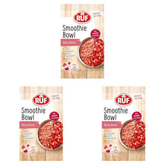 RUF Smoothie Bowl Berry Bunch Owies Przekąska śniadaniowa z jagodami i nasionami Chia, szybka i łatwa w przygotowaniu, wegańska, 1 saszetka x 50g (opakowanie 3 szt.)