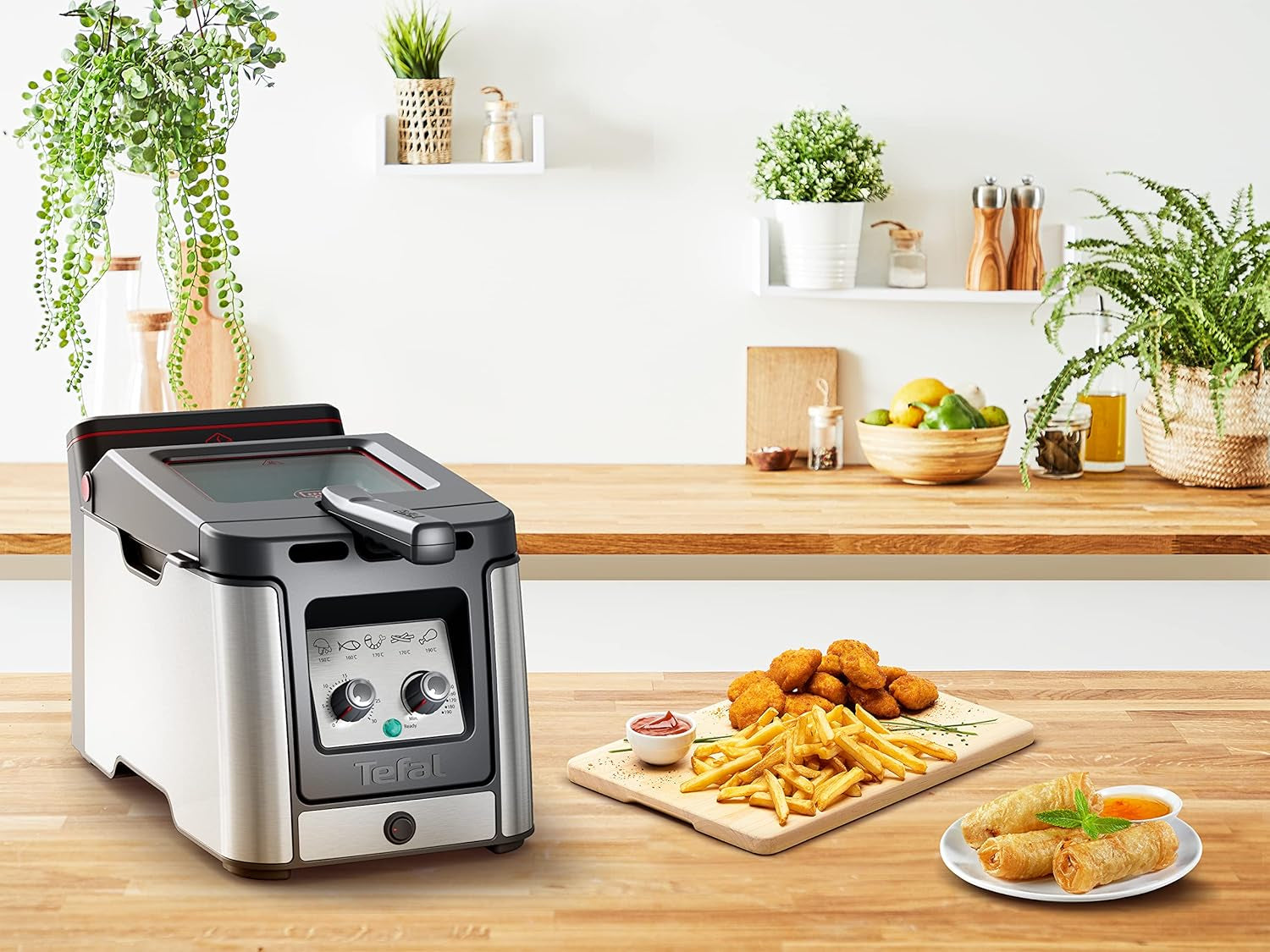 Tefal FR600D Clear Duo Deep Fryer, prăjire cu mai puțin fum și mirosuri, capacitate 1,2 kg, termostat, cronometru, fereastră mare de vizualizare fără ceață Electrocasnice Naty Shop
