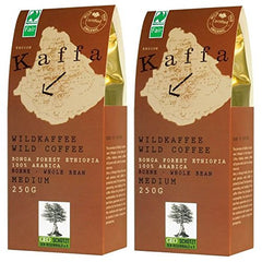 Cafea Kaffa Wild, boabe medii, pachet de 2 (2 x 250g), Arabica organică, vegană, din comerț echitabil, MedBohx2
