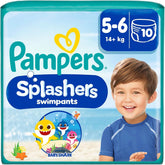 Pampers rozmiar 5-6 Splashers Baby Shark Edycja limitowana 10 szt. Jednorazowe pieluszki do pływania zapewniające bezpieczną ochronę wody