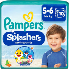 Pampers rozmiar 5-6 Splashers Baby Shark Edycja limitowana 10 szt. Jednorazowe pieluszki do pływania zapewniające bezpieczną ochronę wody