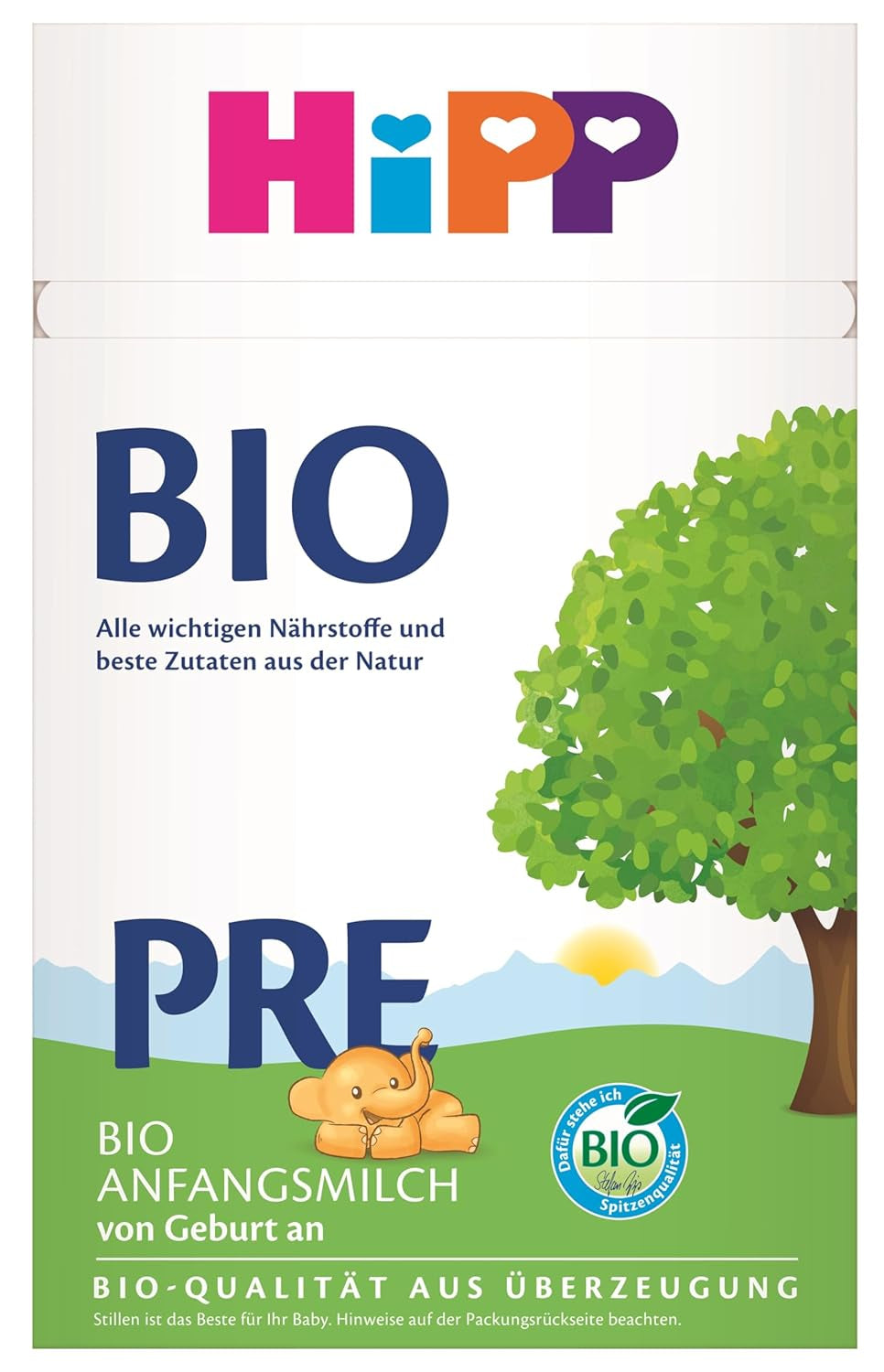 Organiczne mleko dla niemowląt HiPP PRE (4 x 600g), od urodzenia, zawiera wyłącznie laktozę jako węglowodan, najwyższej jakości organicznej