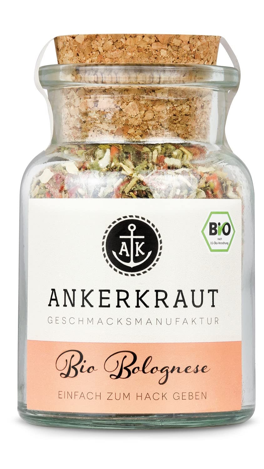 Ankerkraut Bio Bolognese Gewürz, Spaghetti und Pasta kochen, Lasagne selber machen, 90g w Korkenglas