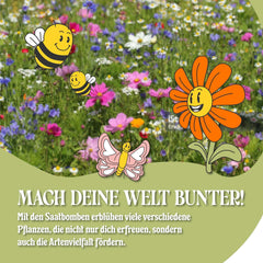 LouMaxx 10x3 ręcznie robiony zestaw bomb z nasionami, prezent w formie bomby z nasionami, nasiona kwiatów jako upominki na przyjęcia, zrównoważone nasiona na upominki dla dzieci, ekologiczne kulki do sadzenia z ponad 50 rodzajami nasion kwiatów