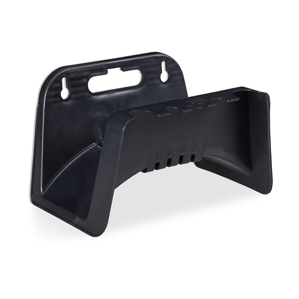 Suport furtun Relaxdays, suport furtun montat pe perete din plastic, dispozitiv de agățare pentru furtun de grădină, înălțime 14 x 24 x 16 cm, negru