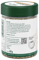 Fuchs Gewürze - Kümmel ganz - kräftiges Gewürz für Kohl- und Fleischgerichte oder zu Bratkartoffeln - naturalny Składnik - 60 g w wiederverwendbarer, recyclebarer Dawka
