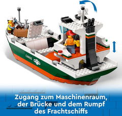 LEGO City port ze statkiem towarowym, zabawka do budowania dla chłopców i dziewcząt od 8 lat, pomysł na prezent dla dzieci, dźwig kontenerowy, zabawkowy statek i 8 minifigurek 60422 Zestawy do budowania Besuche den LEGO-Store