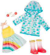 Glitter Girls - Smile! Rain Or Shine - Regentag-Outfit - Regenbogen Kleid & Regenmantel - Puppen-Outfit in Leichter Passform - 36 cm Puppenkleidung & Zubehör - 3 Jahre +
