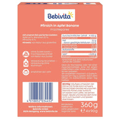 Torebki do wyciskania brzoskwinie, jabłka i banany - 16 (4 opakowania, 4 x 90 g każda), bez dodatku cukru, bezglutenowe, idealne do przekąsek na wynos i do samodzielnego spożycia