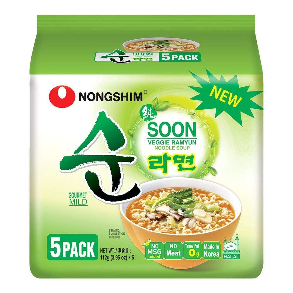 NONGSHIM - Soon Veggie Ramyun Makaron błyskawiczny - 6 x 112g - Opakowanie zbiorcze