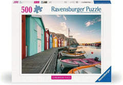 Ravensburger Puzzle 12000847, skandynawskie miejsca - Boathouses in Smøgen, Szwecja - 500 elementów puzzle dla dorosłych i dzieci w wieku 12+ Puzzle Naty Shop Tytuł domyślny