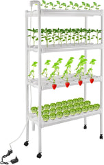 Zestaw do uprawy hydroponicznej ze 108 miejscami do sadzenia, 4 poziomy z pompą wodną. System hydroponiczny wykonany z rur PVC-U klasy spożywczej do warzyw domowych, balkonowych, ogrodowych i balkonowych.