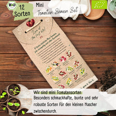 Organiczny mini zestaw nasion pomidorów: 12 odmian wolno uprawianych pomidorów | Rzadki i rodzinny koktajl, nasiona pomidorów z wiśniami i befsztykiem | Nasiona warzyw na balkon, podwyższoną grządkę, do ogrodu i na prezent | Rośliny miłosne