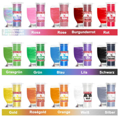 Sclipici comestibil pentru băuturi și prăjituri - 15 culori colorant alimentar pudră (3g/culoare) | Sclipici comestibil fără schimbare de aromă | Ideal pentru cocktailuri, prăjituri, deserturi și decorațiuni pentru copt