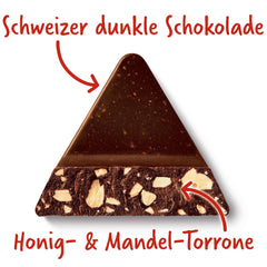 Toblerone Ciemna 20 X 100 gramów, Ciemna szwajcarska czekolada z nugatem miodowo-migdałowym Naty Shop Chocolate Candies