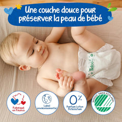 - Ökologische Diadeln, Größe 2 (3-6 kg) – natürlicher Ursprung, ohne Schadstoffe – 12 Stunden trocken, extrem saugfähig – hermestellung we Francji – 150 Einwegdiadeln – Opakowanie 1 miesiąc