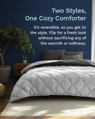 Dwustronna, puchowa kołdra All Seasons Twin/Twin XL – oddychająca, bardzo długa, wysokiej jakości, miękka mikrofibra – szara poszewka na kołdrę Kołdry i kołdry Naty Shop