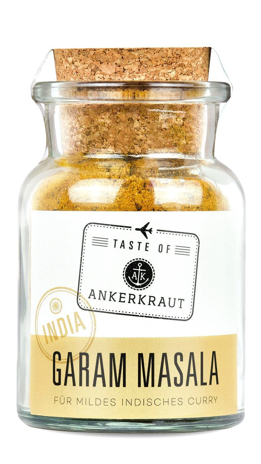 Ankerkraut Garam Masala, Gewürz für indisches Gericht, Leckeres Curry mit Fleisch würzen, Taste of India, 65 g w szkle korkowym