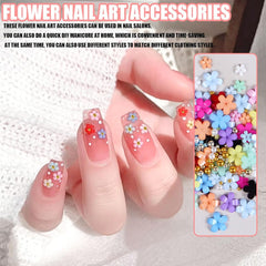 Talismani pentru unghii cu flori 3D, 12 grile de pietre pentru unghii din rășină acrilică cu flori și mărgele aurii și argintii, unghii cu gel floral, decorațiuni pentru unghii cu flori pentru femei și fete, accesorii DIY pentru manichiură