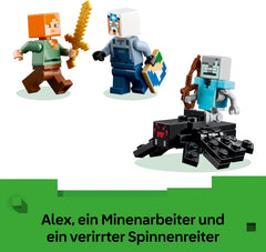 LEGO Minecraft Die Spitzhackenmine - Interaktywna gra dla dzieci - Alex, Minenarbeiter i Stray Spinnenreiter Figurki - Sammelbares Gamer Geschenk für Jungen & Mädchen ab 8 Jahren - 21277