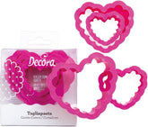 0255306 Set de forme pentru biscuiți în formă de inimă, ondulate, 4 piese, mărimi 4-5,5-7-8, înălțime 2,2 cm