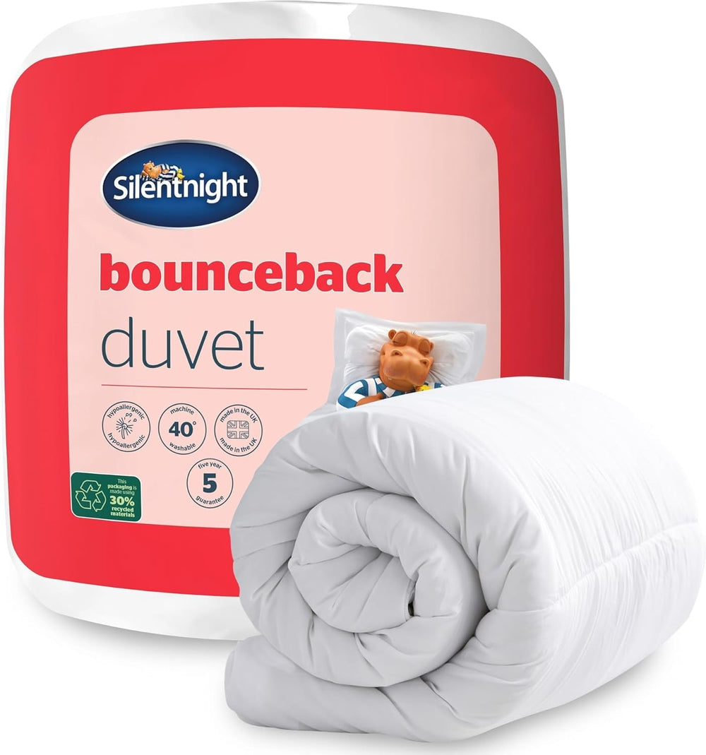 Kołdra Silentnight Bounceback, 13,5 tog, duży rozmiar, mieszanka bawełny, biała, kołdry i kołdry king size Naty Shop Łóżko pojedyncze king size 13,5 tog