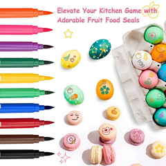10 culori coloranți alimentari comestibili, markere alimentare cu două fețe cu vârf fin și lat, pixuri pentru glazură pentru prăjituri, fondant, fursecuri, ouă de Paște, macaroane, copt cu copii