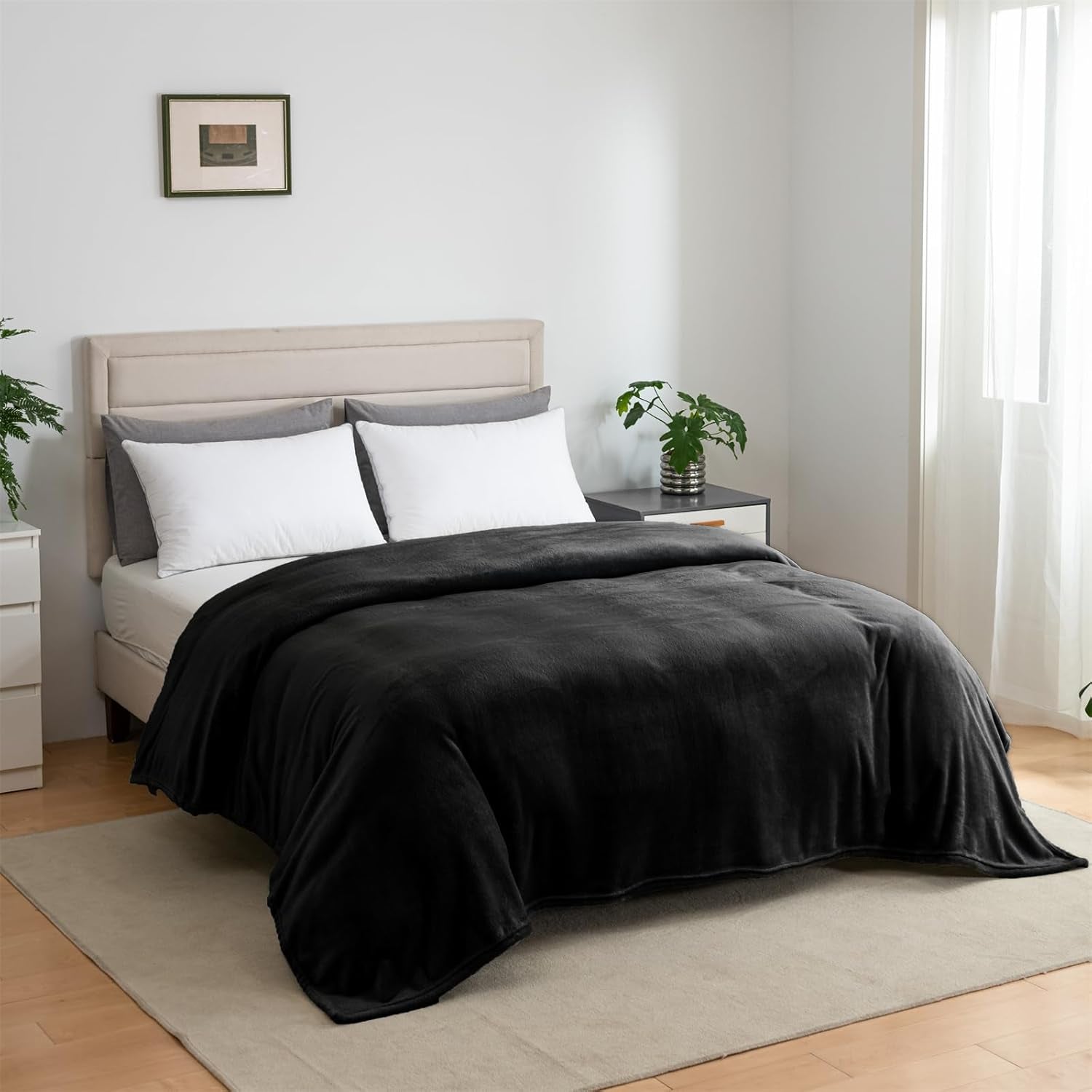 Good Nite Cosy Pătură Pătură pufoasă Pătură de pat Pătură de canapea XL Pătură de locuit Pătură din fleece 150X200Cm Negru Soft Warm Pături Pătură pufoasă Paturi si Cuverturi Good Nite