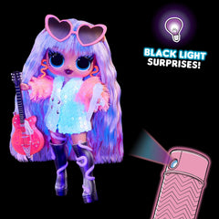 LOL Surprise! Tweens Neon Pop Stars - Thea Stars - 1 păpușă la modă, cu surprize cu iluminare din spate și peste 10 haine și accesorii Pop Star, inclusiv chitara ei roz aprins, cadou pentru copii cu vârsta de 4 ani și peste