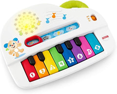 Fisher-Price Baby's first keyboard - pian portabil de jucărie cu 4 opțiuni de redare, cântece, lumini și sunete, învățare jucăușă, versiune: UK-English , GFK04 Jucarii Bebe Naty Shop