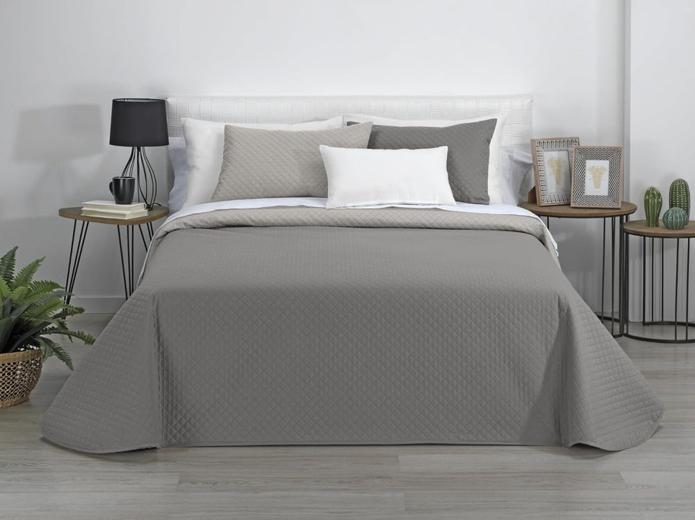 AVA | Cuvertură Reversibilă | Pentru Toate Anotimpurile | Culoare - Bej/Taupe | Pentru pat de 105 Cm. (200 X 270 Cm. Ancho X Alto) | Cuvertură cu matlasare Plapumi si pilote Naty Shop Titlu implicit