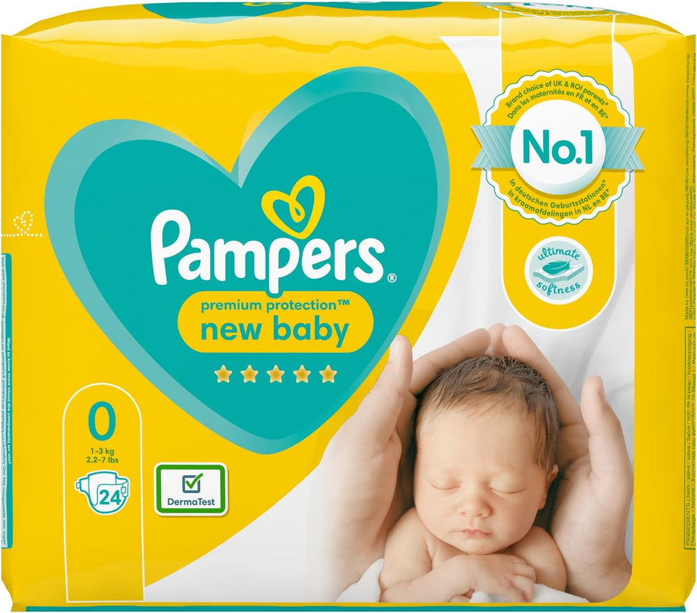 Pieluchy Pampers dla niemowląt rozmiar 0 (1,5-2,5 kg) ochrona premium, 24 sztuki, wygoda i ochrona Pampers Softest