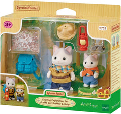 Sylvanian Families - 5763 2-figurkowy zestaw Adventure Explorer Set Mleczny kot Ojciec Chłopiec Figurka zwierzątka Szczegółowa zabawka dla dzieci w wieku 3+ Naty Shop Dolls Domyślny tytuł