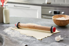 67142 Teigroller Buchenholz 34 cm z kółkiem Weinring, Holz, brązowy, 42 x 6 x 6 cm