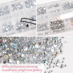 5820 Stück Strasssteine Nägel, Glitzersteine Nägel Und Halbrunde Perlen, AB Kristall Rhinestones, Flatback Nagel Steine Mit Pinzette Und Stift Für Nagel/Diy (Mehrere Größen Und Farben)