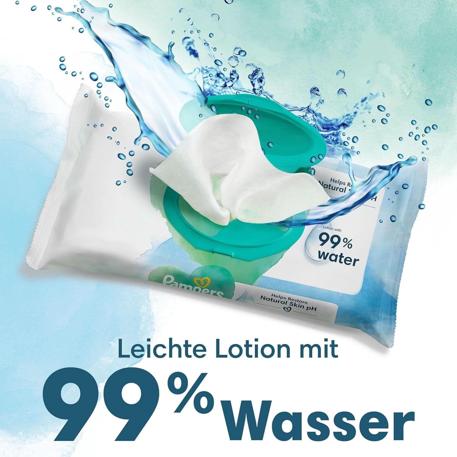 Șervețele umede Pampers Harmonie Aqua, șervețele umede care ajută la restabilirea valorii naturale a pH-ului pielii, loțiune ușoară cu 99% apă Servetele Umede Bebelusi Naty Shop