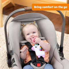 Suzetă de pluș Bright Starts SootheMate, Unicorn - Suzetă detașabilă în formă de suzetă pentru nou-născuți și copii mai mari