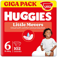 Pieluchy Huggies Little Movers, Disney Design, rozmiar 6, 102 sztuki (3 x 34), pudełko miesięczne