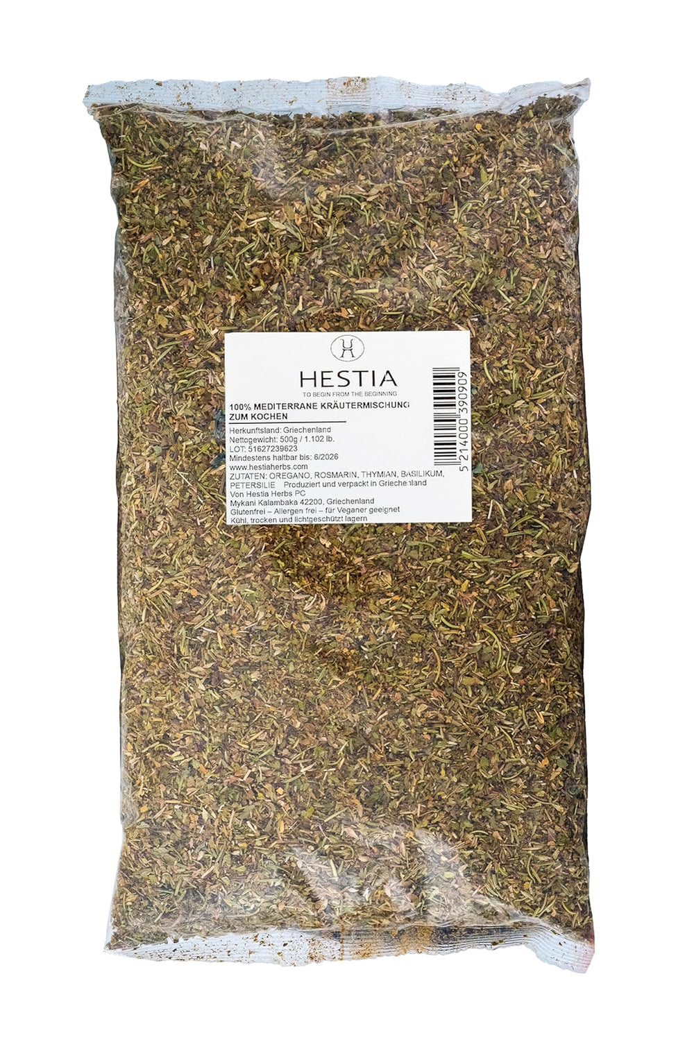 Hestia Herbs Greek Mediterranean Kräutermischung z oregano, rozmarynem, tymiankiem, bazylią i pietruszką do gotowania, 500 g – Authentic Gewürzmischung für tradycyjnye Rezepte