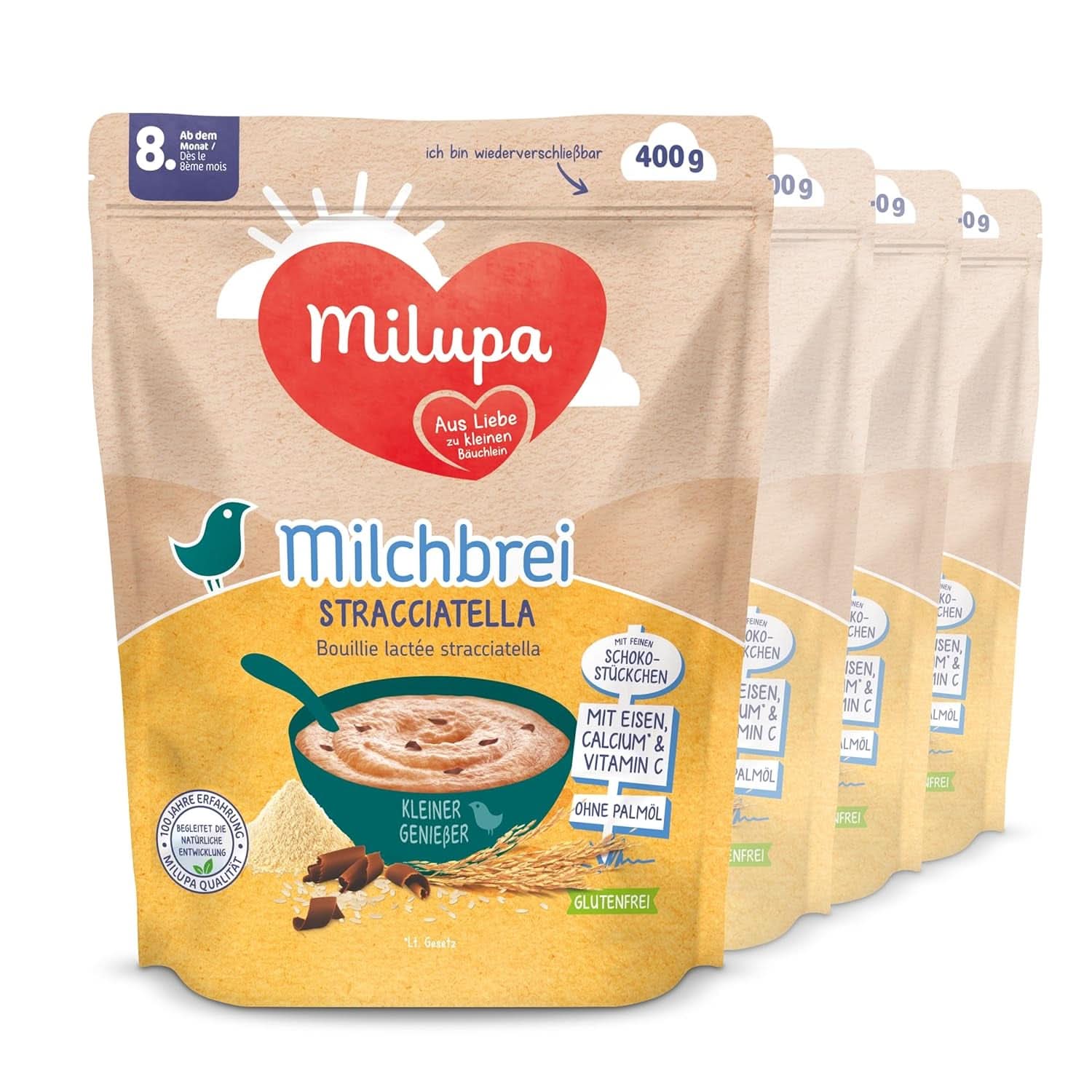 Terci de lapte Milupa Gentle Start - Terci pentru bebeluși fără gluten, fără ulei de palmier - fără conservanți și coloranți - din luna a 5-a Mama si Copilul Naty Shop Terci de lapte Stracciatella