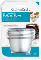 Mini matrițe pentru budincă Kitchencraft, aluminiu anodizat, 7,5 cm, set de 4, argintiu Matrite si tavi pentru copt Naty Shop