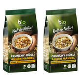 Muesli crocant cu arțar și migdale | 375 g Muesli crocant organic | Ideal pentru micul dejun și pentru o cană de muesli la pachet | Vegan și fără ulei de palmier (Pachet de 2)