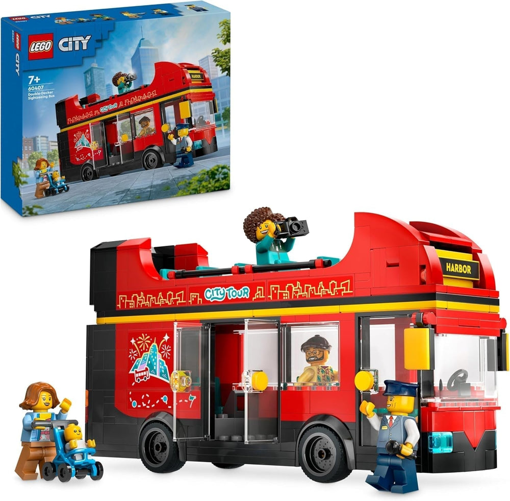 LEGO City piętrowy autobus, piętrowy autobus zabawkowy, zestaw pojazdów dla dziewcząt i chłopców od 7 lat, zawiera 5 figurek, w tym dziecko w wózku 60407 Zestawy do budowania Besuche den LEGO-Store Tytuł domyślny