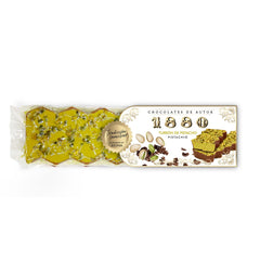 Rzemieślniczy czekoladowy turrón pistacjowy, 200g, kremowa konsystencja, najwyższa jakość, doskonałe składniki, autentyczny smak, najdroższy turrón na świecie