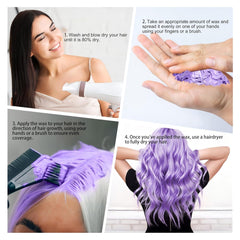 4.23 oz Purple Hair Tint Culoare temporară a părului cu perii, bărbați femei Styling Hair Tone Wax, Instant Hair Cream Mud Natural Hairstyle Pomade, DIY Cosplay Halloween Hair Wax Vopsea pentru par Naty Shop