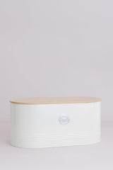 , "Living" coș pentru pâine din oțel inoxidabil, de culoare crem, cu capac din bambus, crem Cutii depozitare alimente Naty Shop