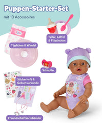 BABY Born Eva - păpușă bebeluș 43 cm - 10 funcții, inclusiv accesorii și saltea - Funcționează complet fără baterii - Potrivită pentru copii cu vârsta de 3 ani și peste